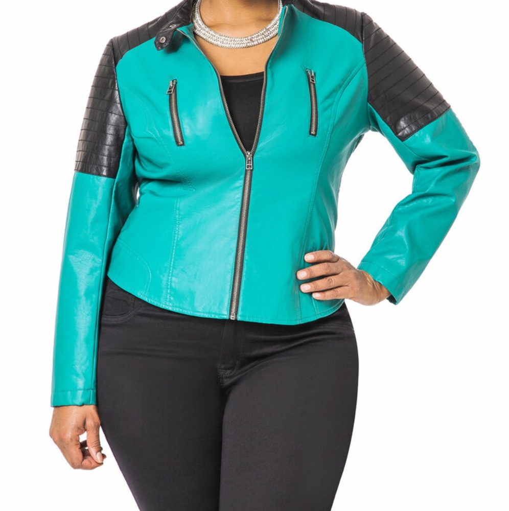 Teal Ashley Stewart Moto Jacket 🆕
